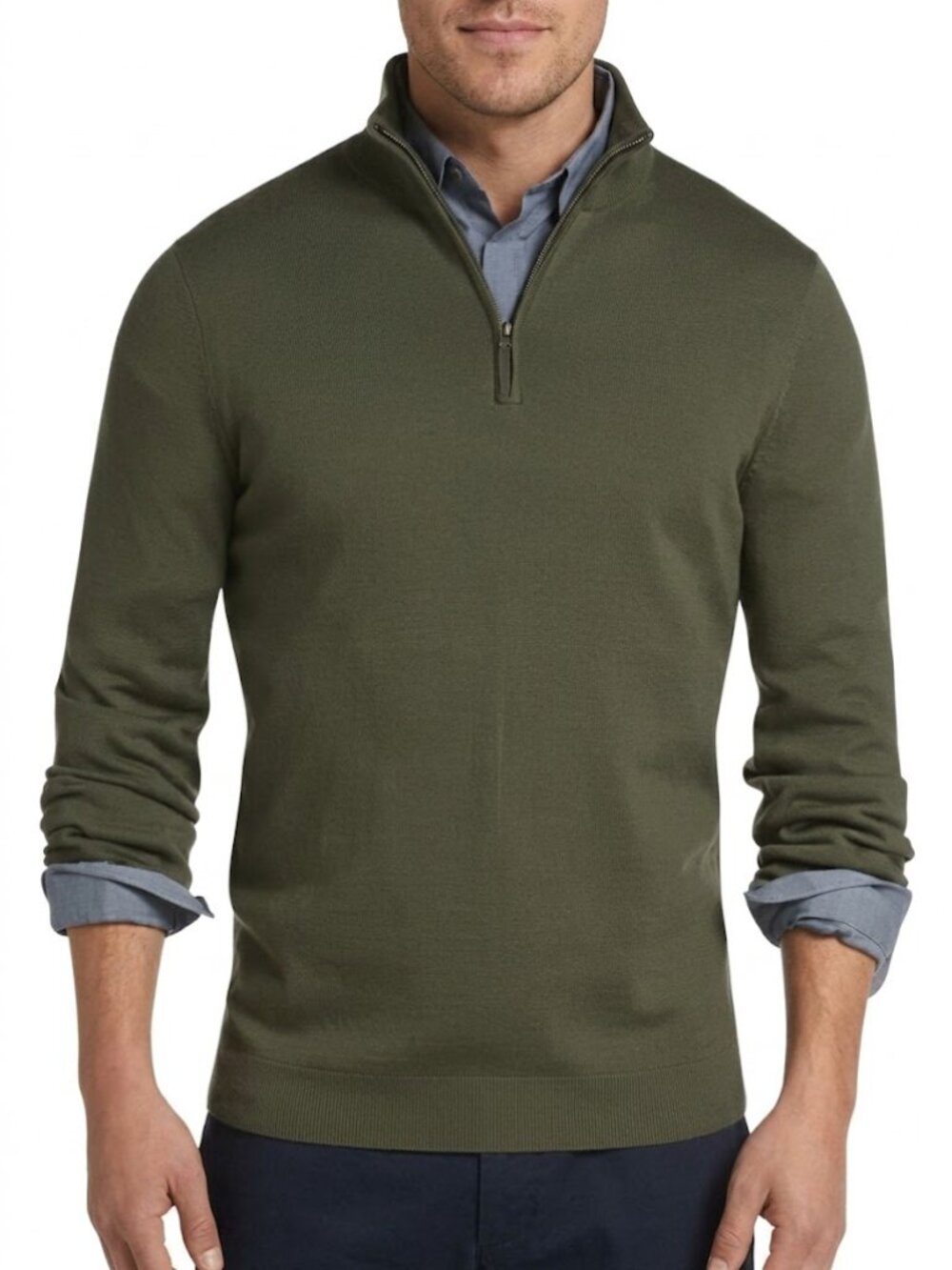 Joseph Abboud Men’s 100% Merino Wool 1/4 Zip Sweater Olive Green M